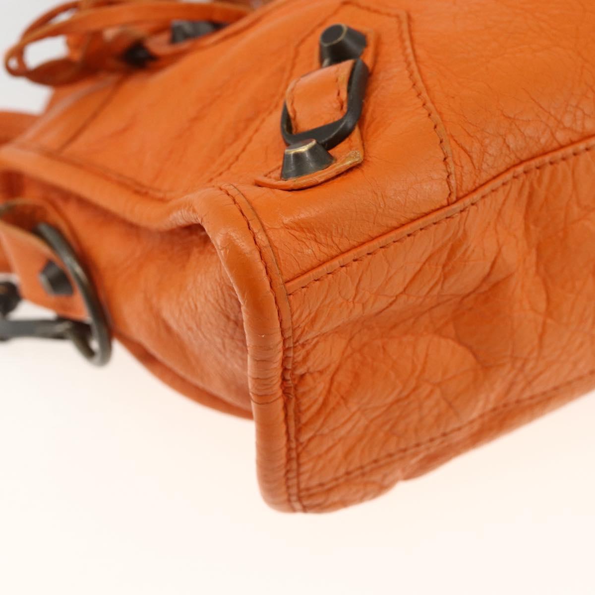 BALENCIAGA LuCity Hand Bag Leather 2way Orange 300295 Auth ka3266M