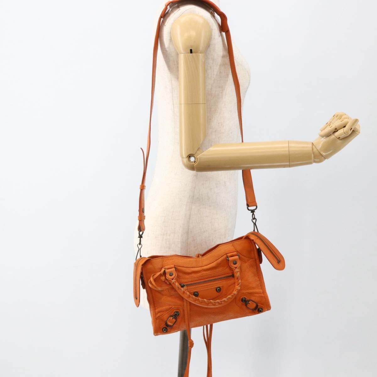 BALENCIAGA LuCity Hand Bag Leather 2way Orange 300295 Auth ka3266M
