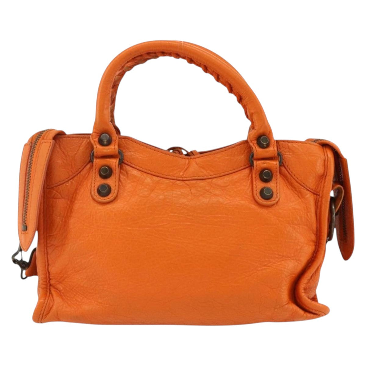 BALENCIAGA LuCity Hand Bag Leather 2way Orange 300295 Auth ka3266M