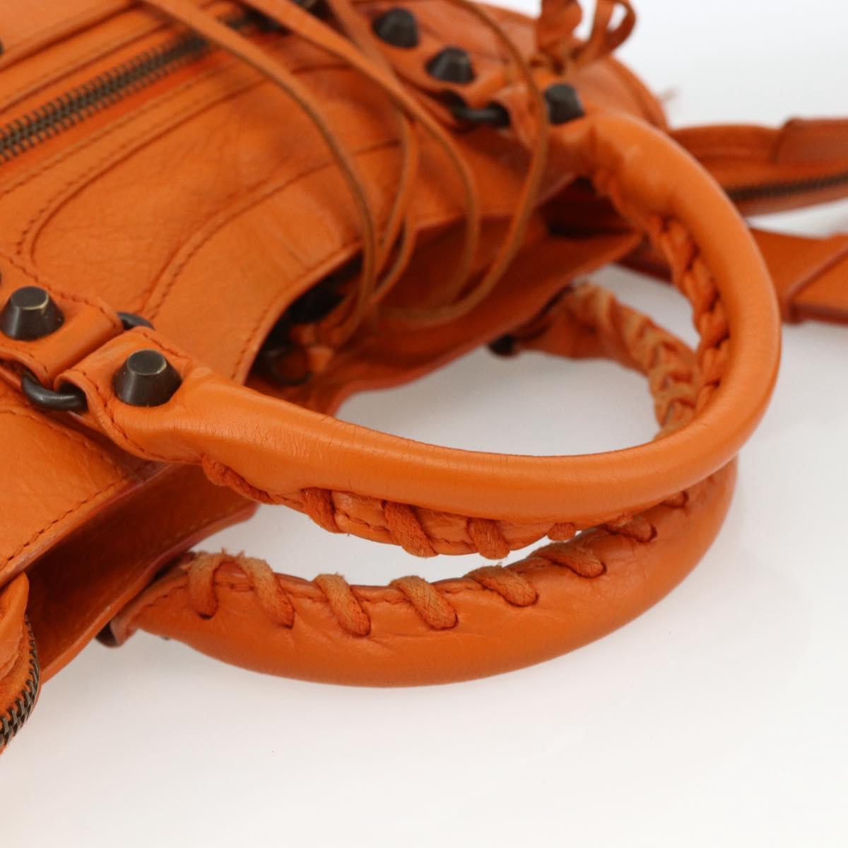 BALENCIAGA LuCity Hand Bag Leather 2way Orange 300295 Auth ka3266M