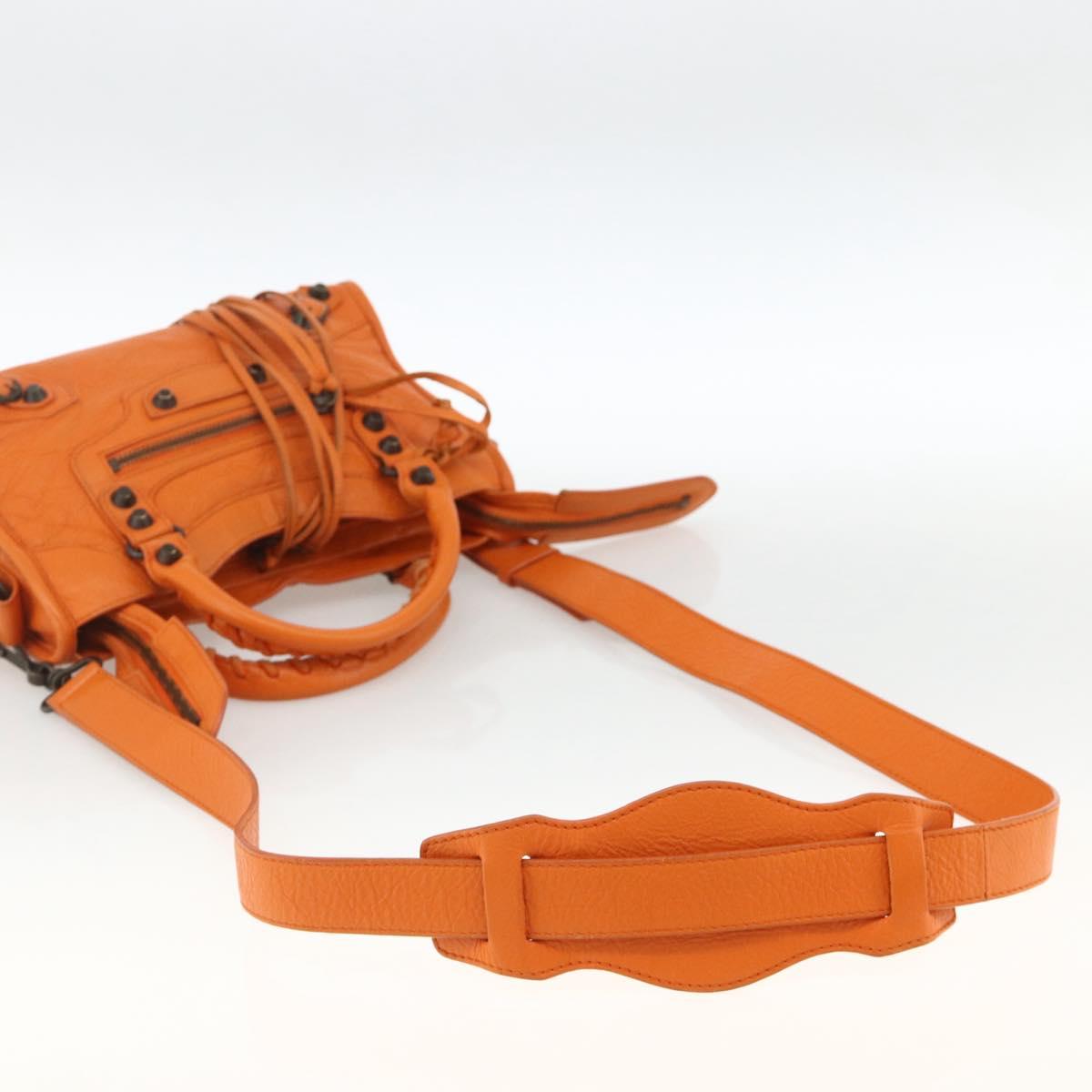 BALENCIAGA LuCity Hand Bag Leather 2way Orange 300295 Auth ka3266M