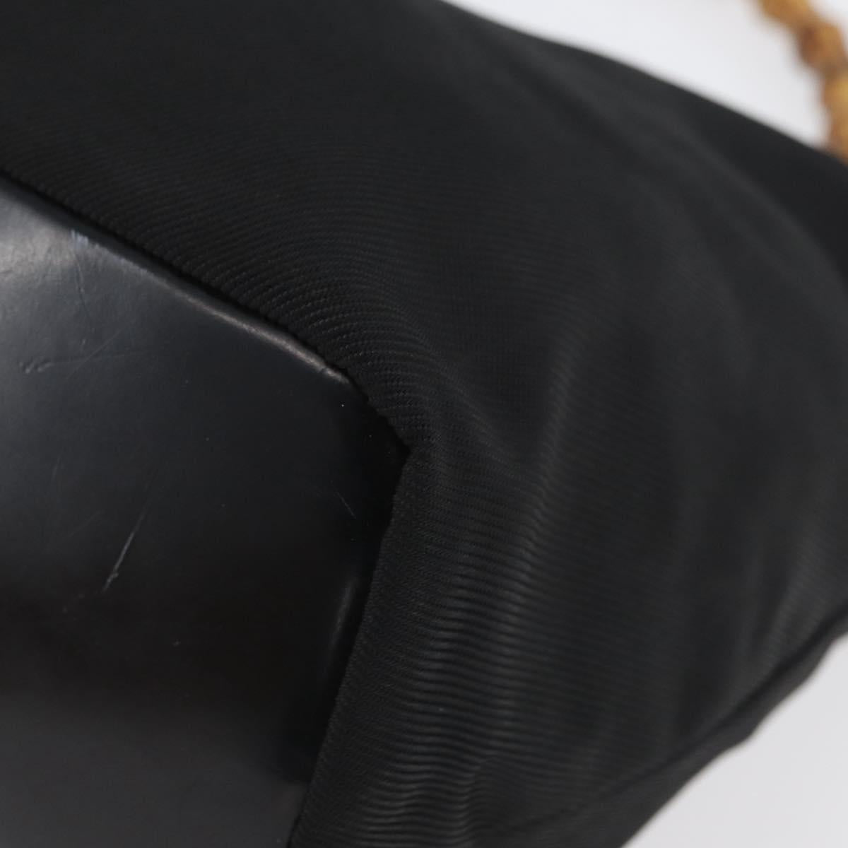 GUCCI Bamboo Shoulder Bag Nylon Black Silver 000 0531 Auth ka3282