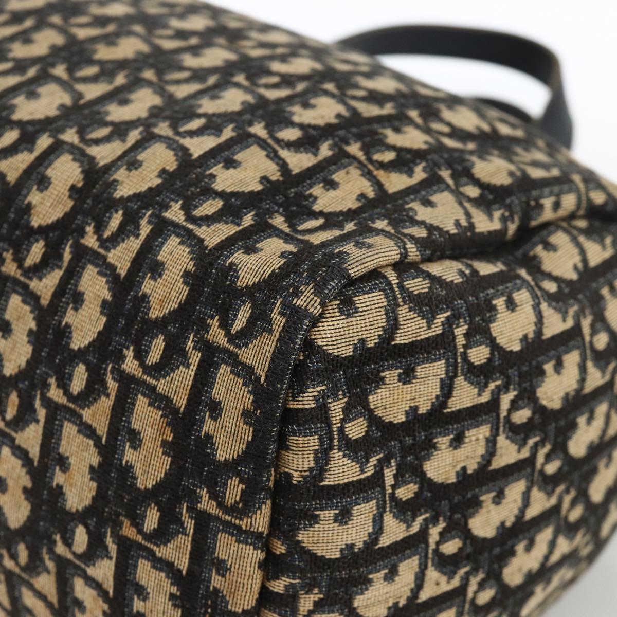 Christian Dior Trotter Canvas Hand Bag Navy Gold Auth ka3287