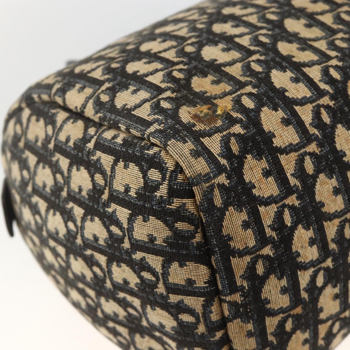 Christian Dior Trotter Canvas Hand Bag Navy Gold Auth ka3287