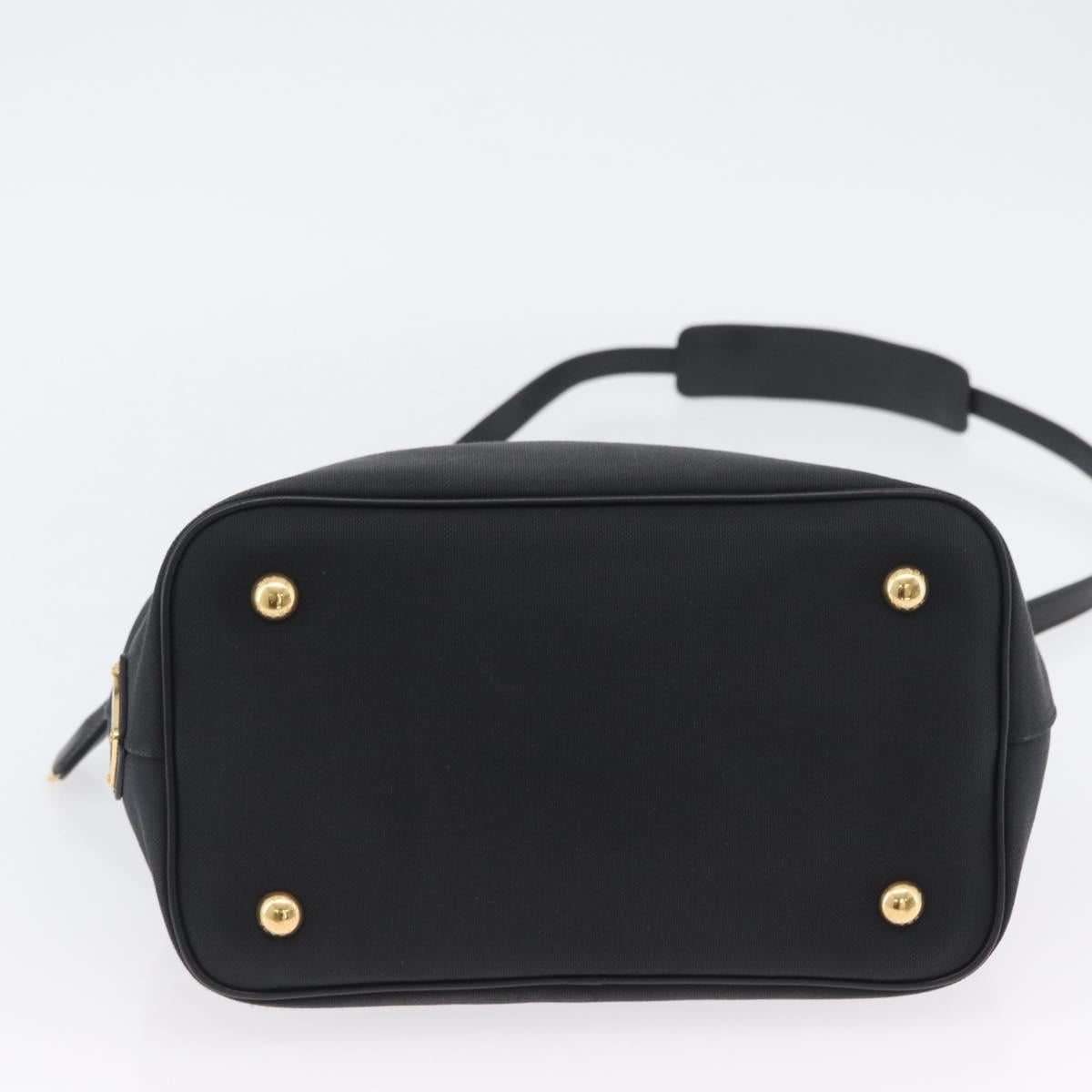 PRADA Hand Bag Canvas 2way Black Gold Auth ka3289V