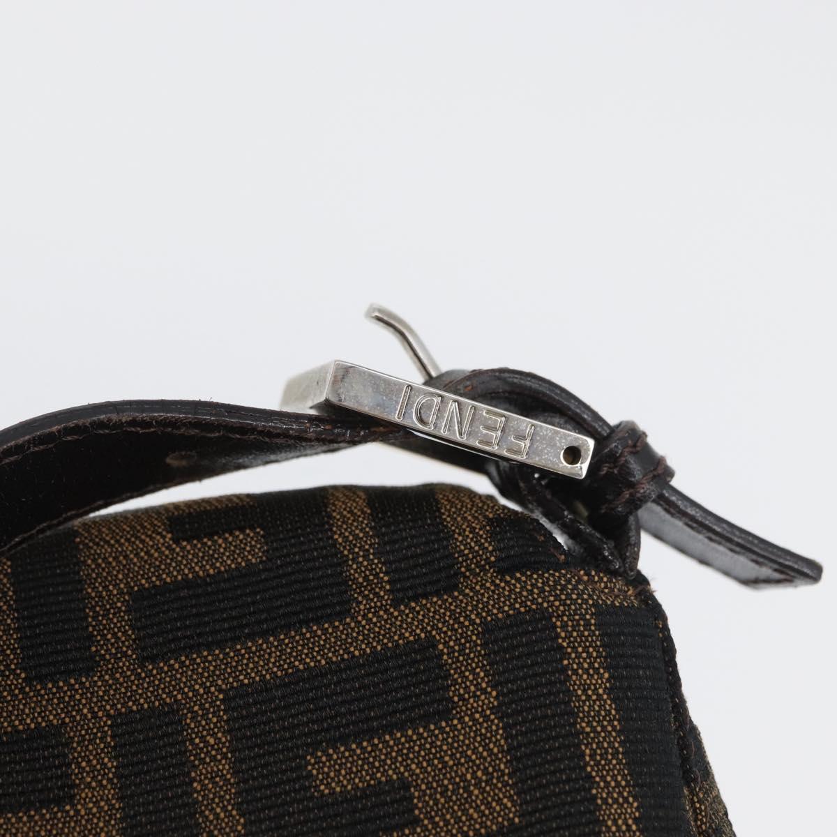 FENDI Zucca Canvas Mamma Baguette Shoulder Bag Brown Black Auth ka3290V