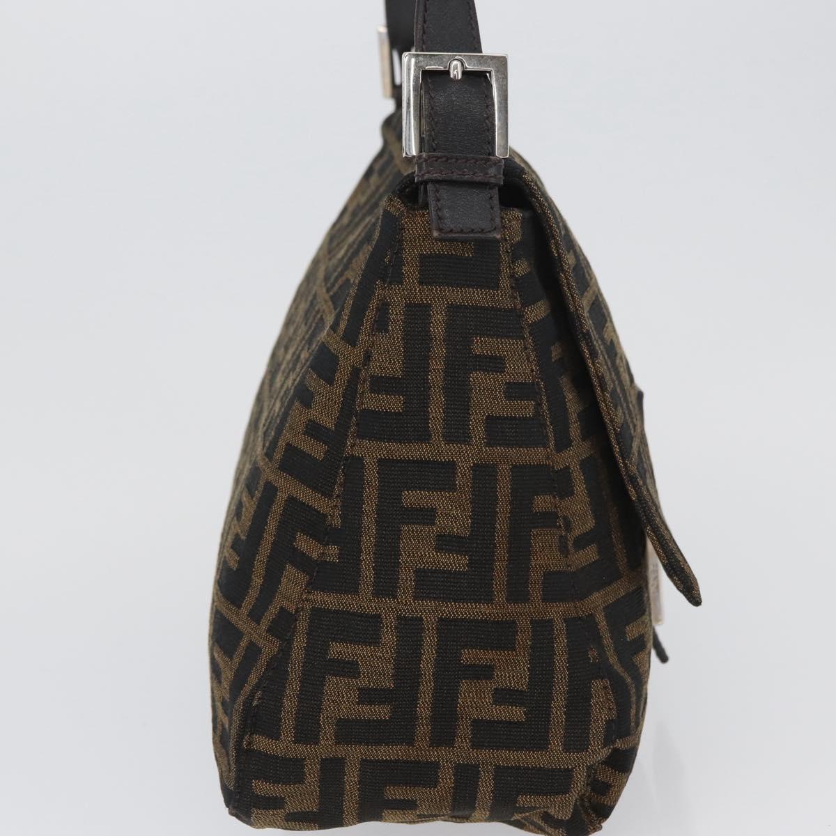 FENDI Zucca Canvas Mamma Baguette Shoulder Bag Brown Black Auth ka3290V
