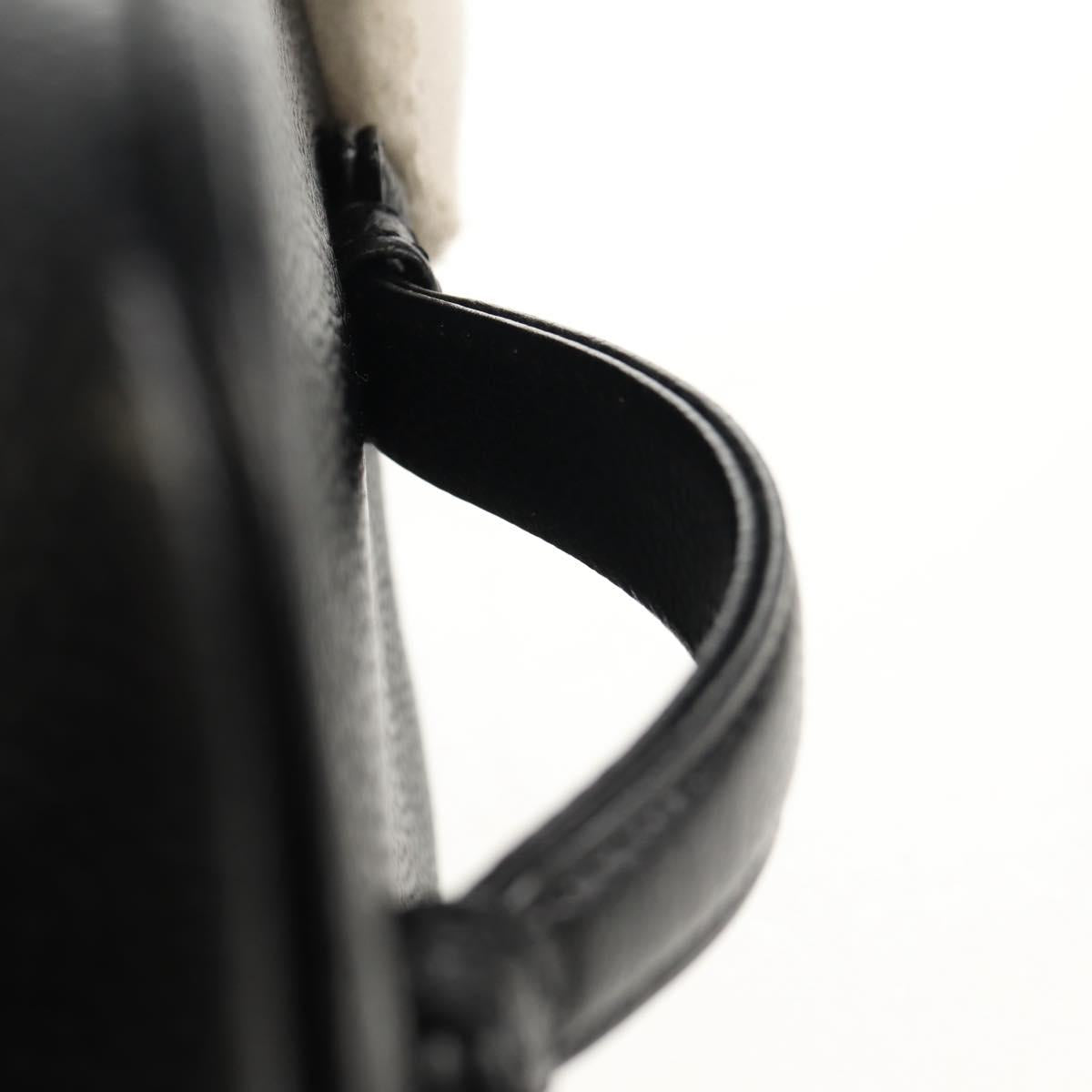 CHANEL COCO Mark Vanity Hand Bag Caviar Skin Black Gold CC Auth ka329V