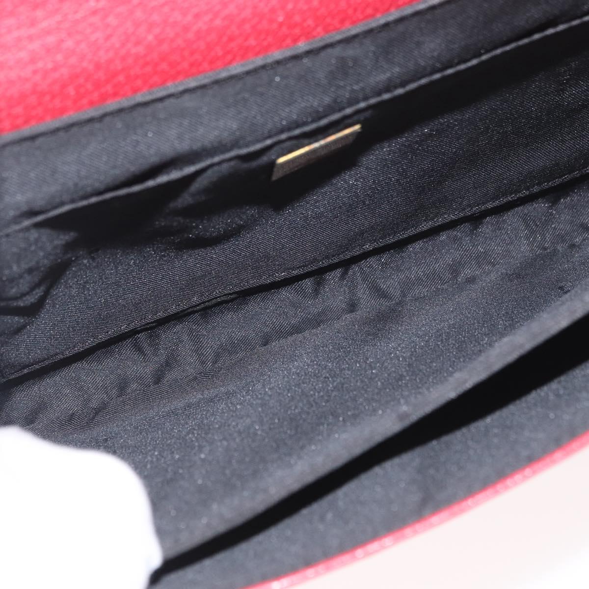 FENDI Chain Hand Bag Leather Red Gold Auth ka3300