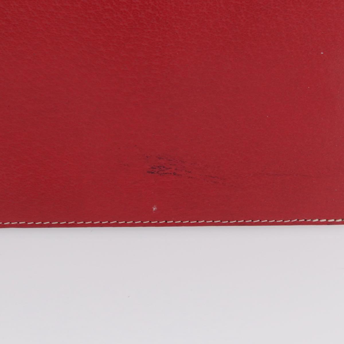 FENDI Chain Hand Bag Leather Red Gold Auth ka3300