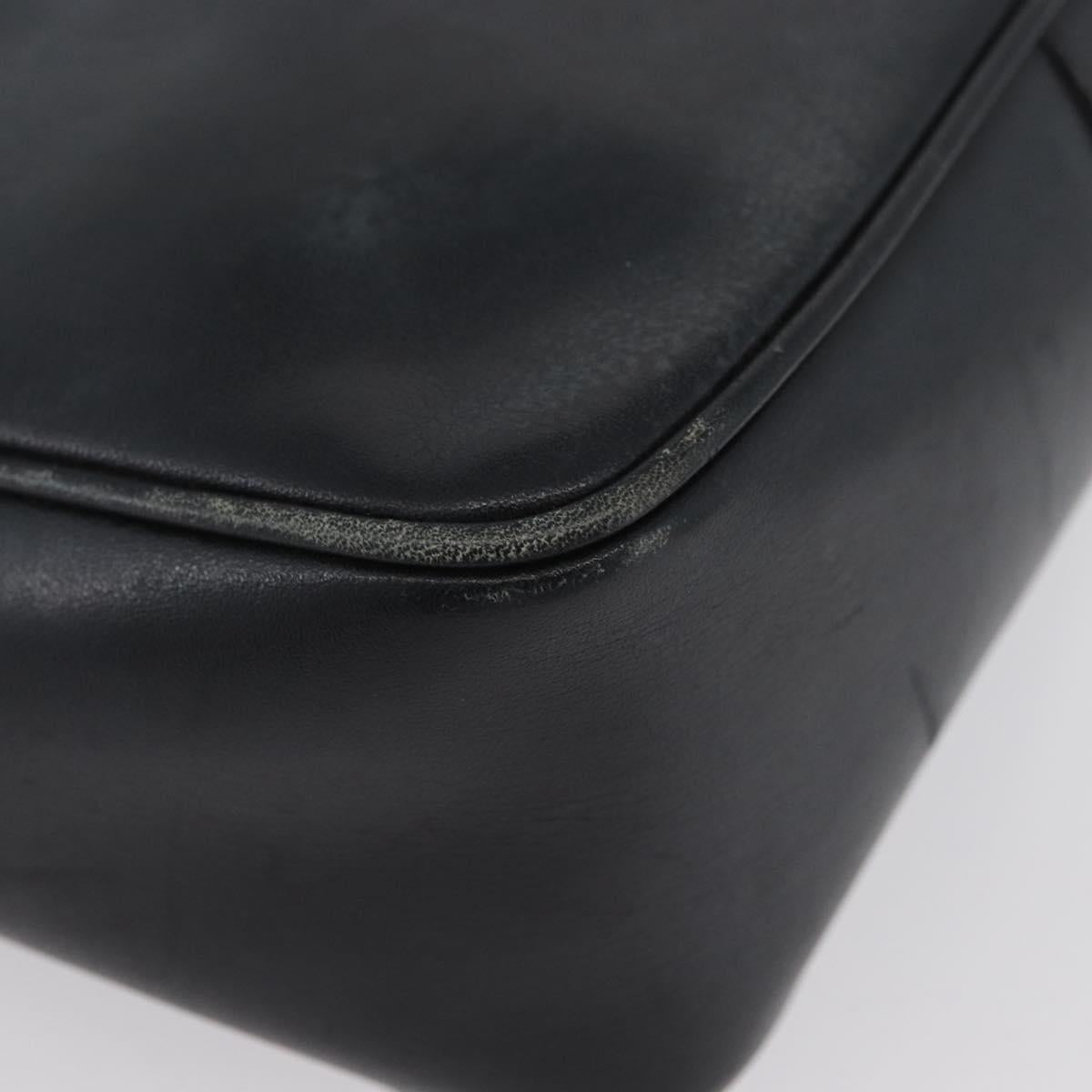 CELINE Shoulder Bag Leather Navy Gold Auth ka3302