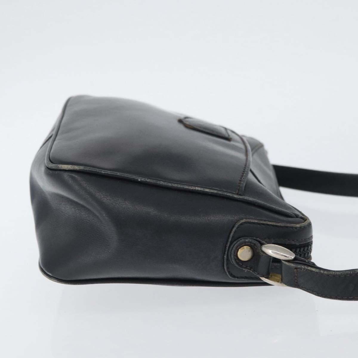 CELINE Shoulder Bag Leather Navy Gold Auth ka3302