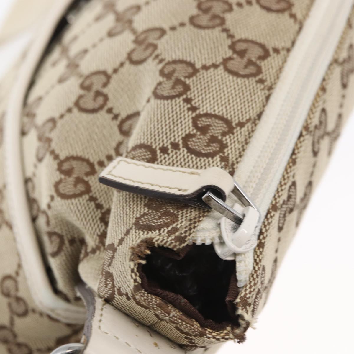 GUCCI GG Canvas Shoulder Bag Beige Silver 145857 Auth ka3305