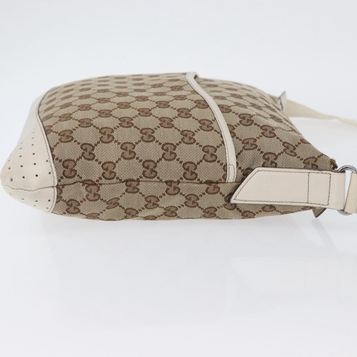 GUCCI GG Canvas Shoulder Bag Beige Silver 145857 Auth ka3305