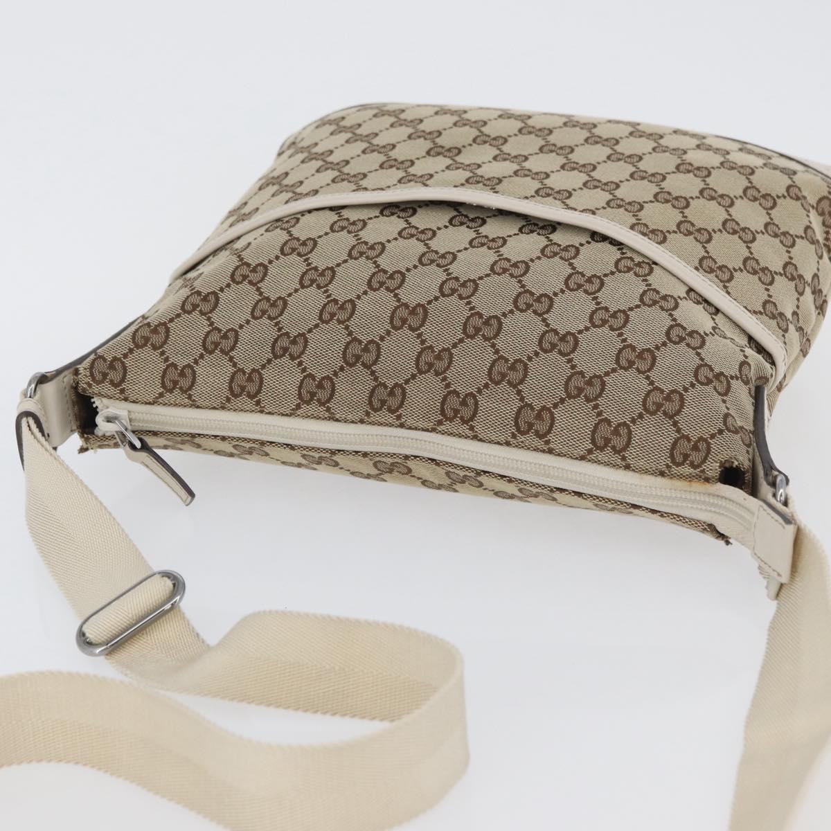 GUCCI GG Canvas Shoulder Bag Beige Silver 145857 Auth ka3305