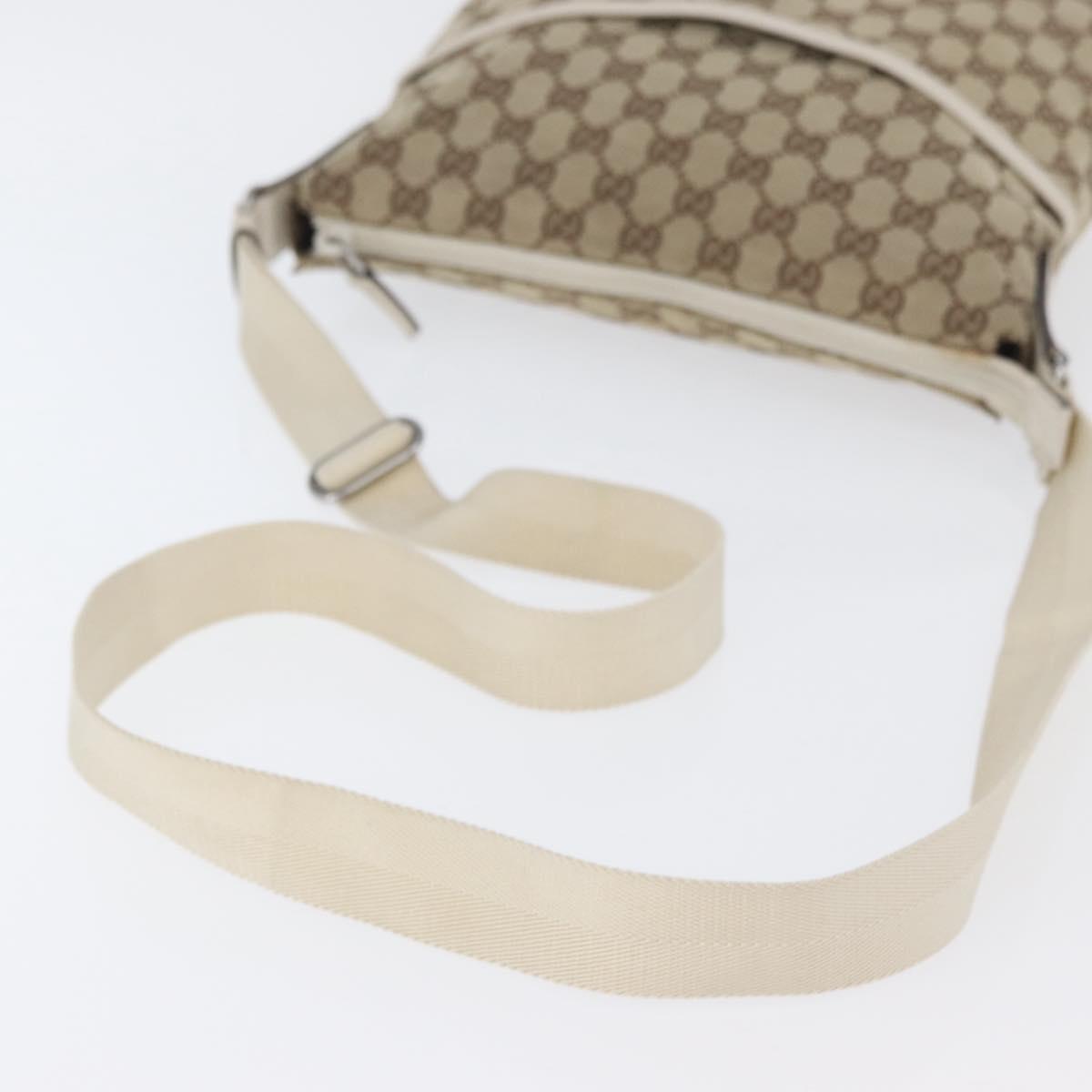 GUCCI GG Canvas Shoulder Bag Beige Silver 145857 Auth ka3305