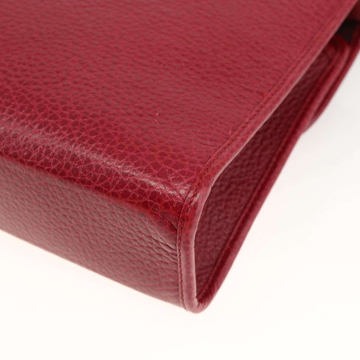 Christian Dior Shoulder Bag Leather Red Gold Auth ka3309