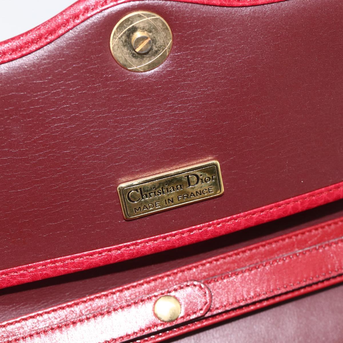 Christian Dior Shoulder Bag Leather Red Gold Auth ka3309