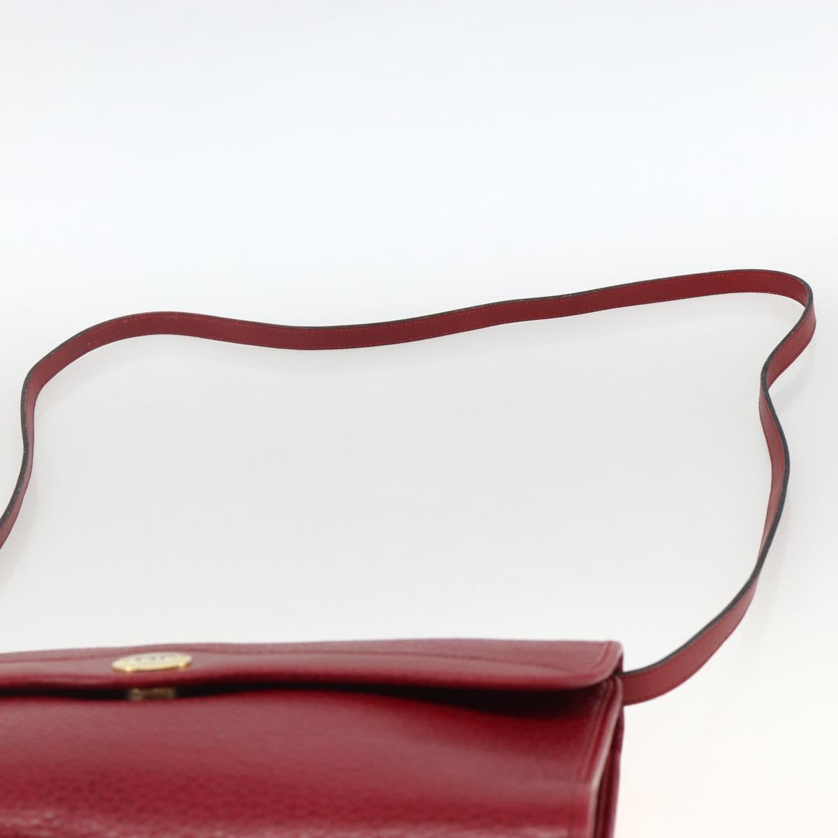 Christian Dior Shoulder Bag Leather Red Gold Auth ka3309
