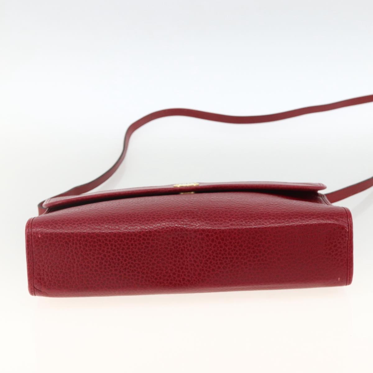 Christian Dior Shoulder Bag Leather Red Gold Auth ka3309