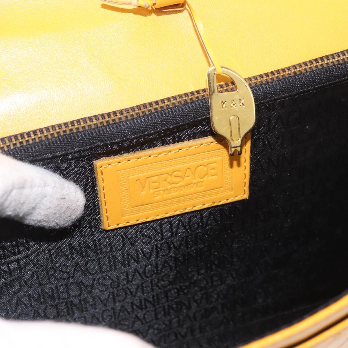 Gianni Versace Clutch Bag Leather Yellow Gold Auth ka3310