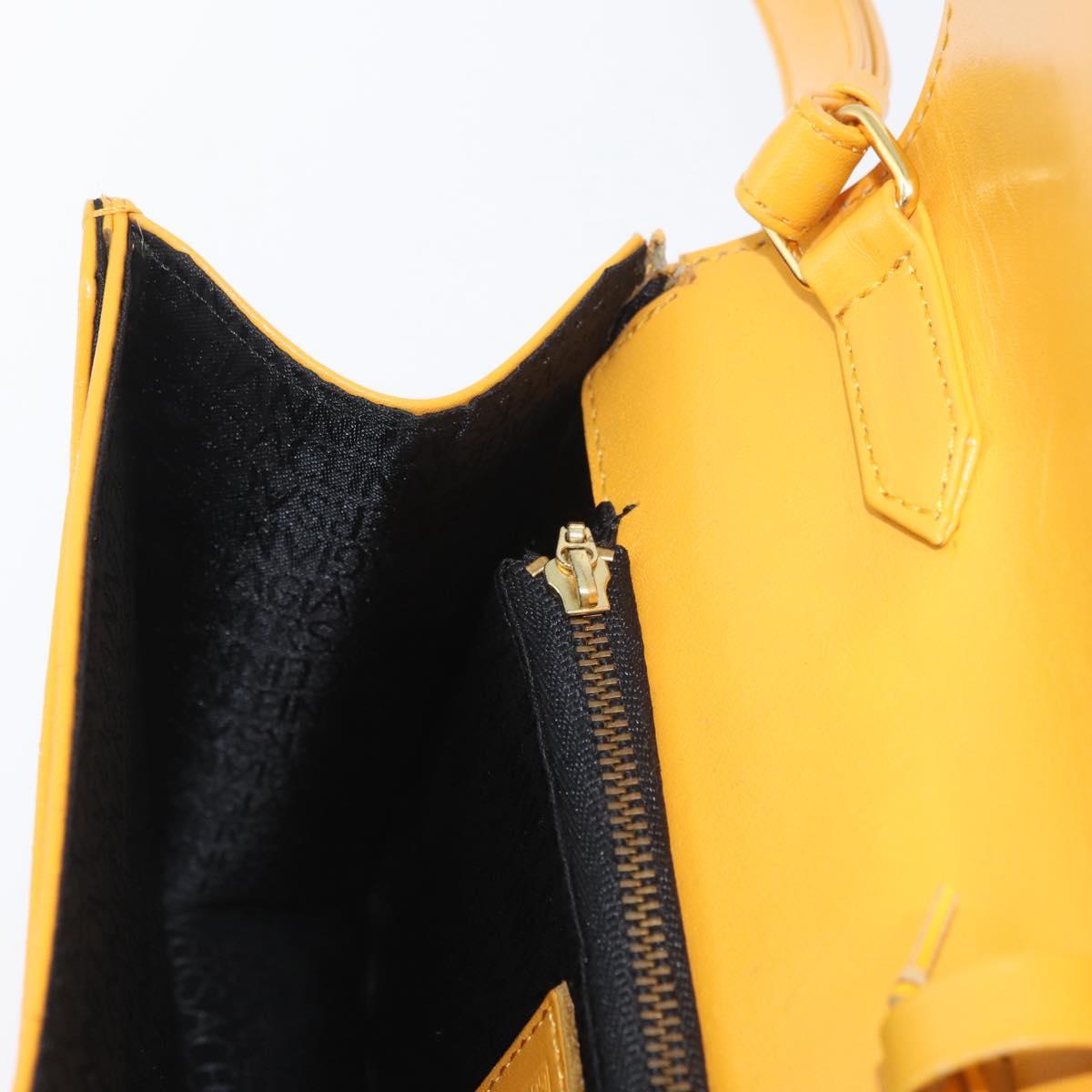 Gianni Versace Clutch Bag Leather Yellow Gold Auth ka3310