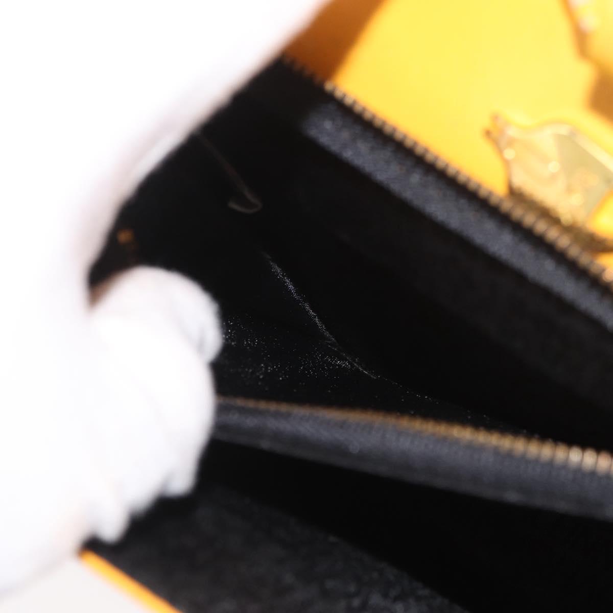 Gianni Versace Clutch Bag Leather Yellow Gold Auth ka3310