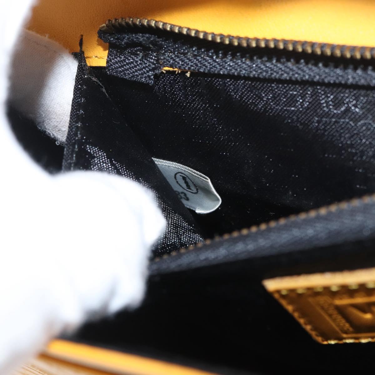 Gianni Versace Clutch Bag Leather Yellow Gold Auth ka3310