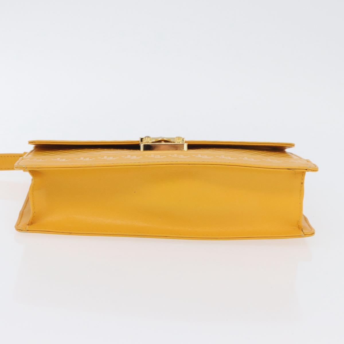 Gianni Versace Clutch Bag Leather Yellow Gold Auth ka3310