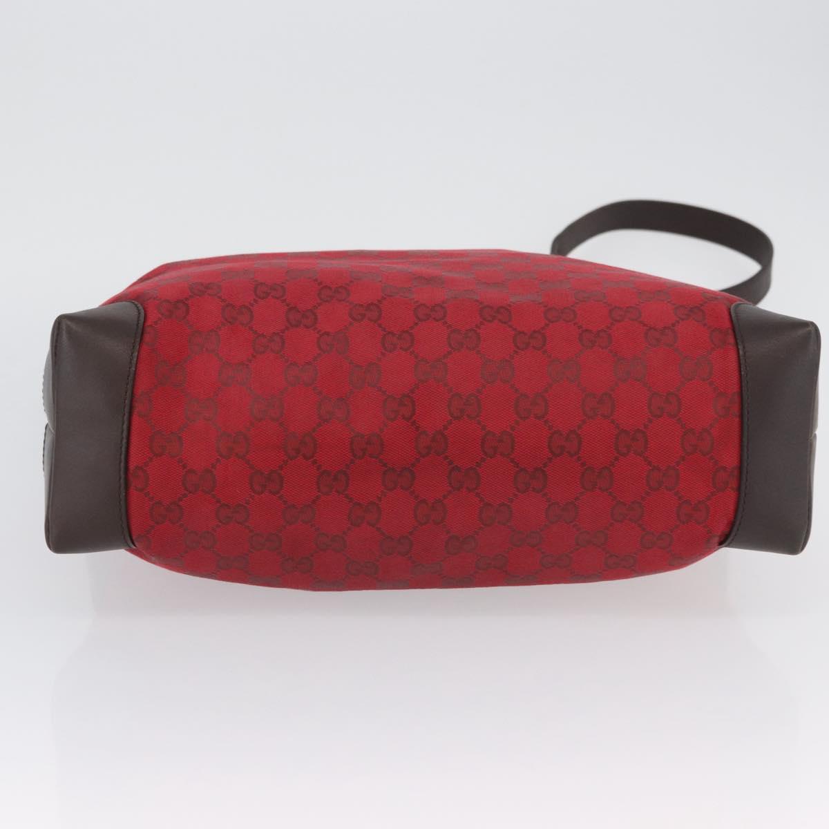 GUCCI GG Canvas Shoulder Bag Gold Red 308930 Auth ka3313