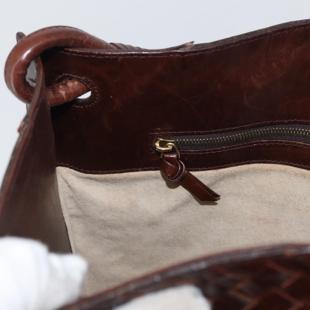 BOTTEGA VENETA INTRECCIATO Shoulder Bag Leather Brown Auth ka3314