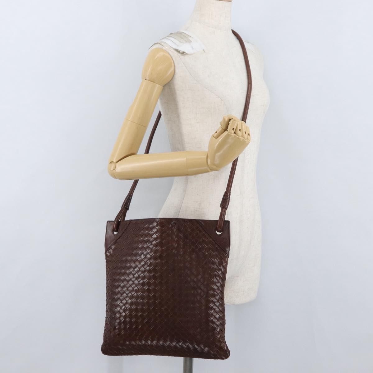 BOTTEGA VENETA INTRECCIATO Shoulder Bag Leather Brown Auth ka3314
