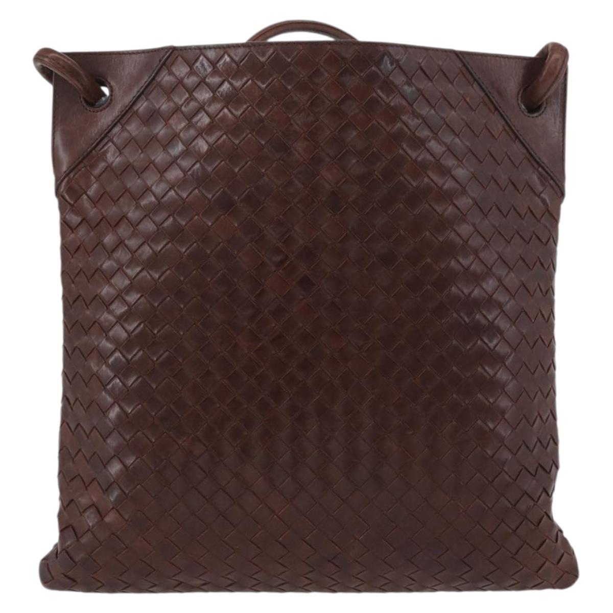 BOTTEGA VENETA INTRECCIATO Shoulder Bag Leather Brown Auth ka3314