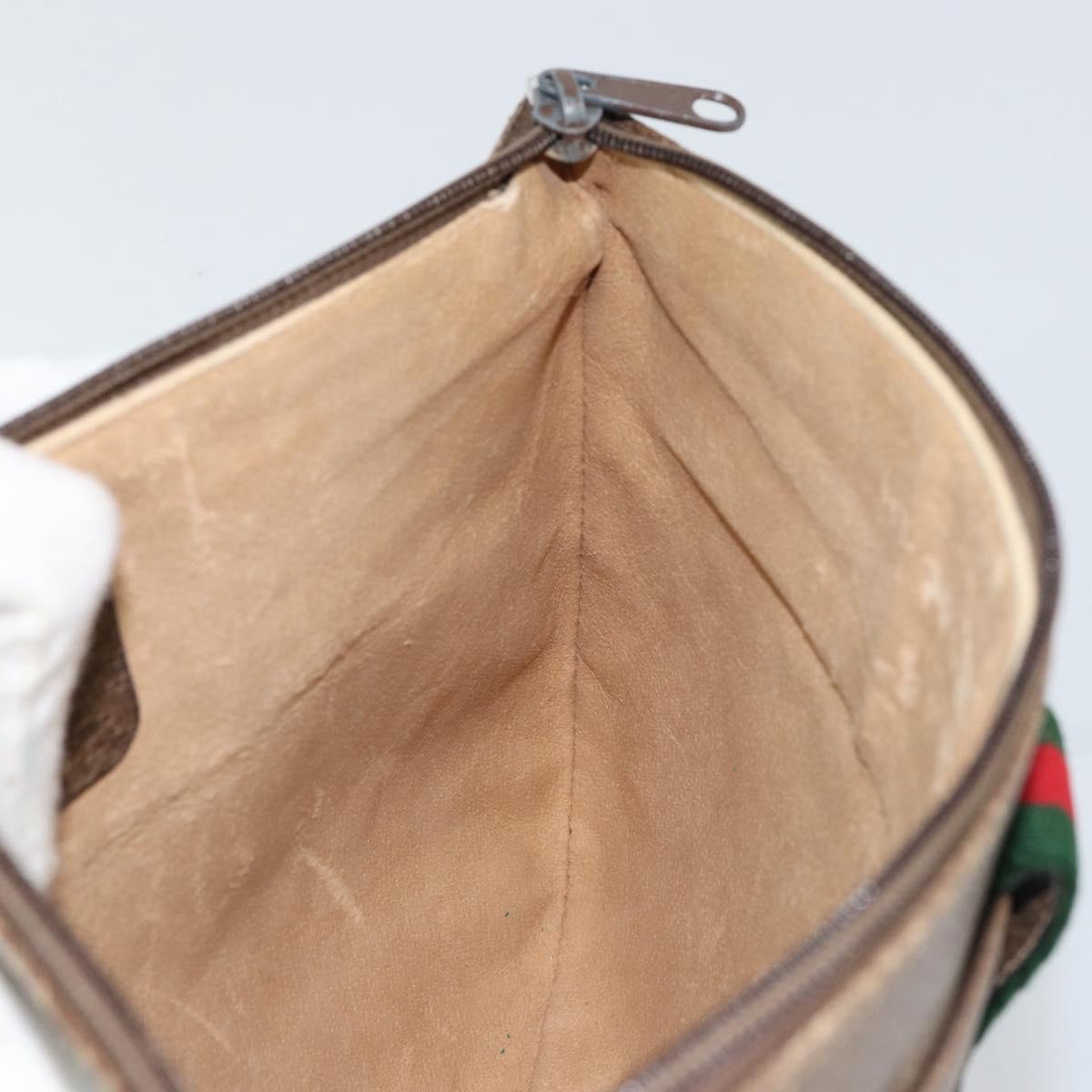 GUCCI GG Supreme Web Sherry Line Bag PVC Beige Gold Red 904 02 026 Auth ka332