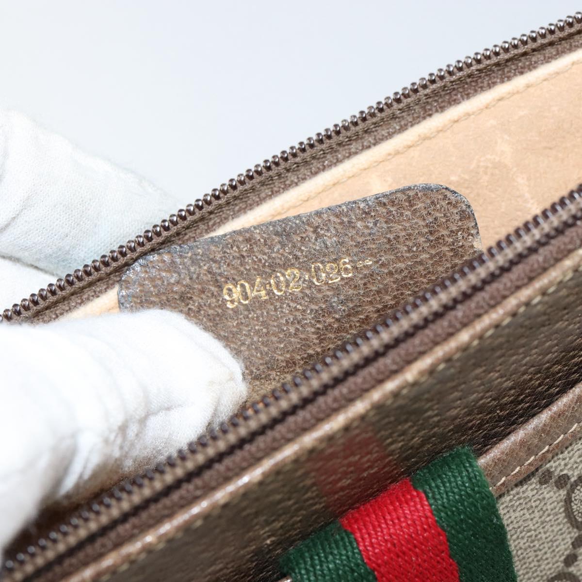 GUCCI GG Supreme Web Sherry Line Bag PVC Beige Gold Red 904 02 026 Auth ka332