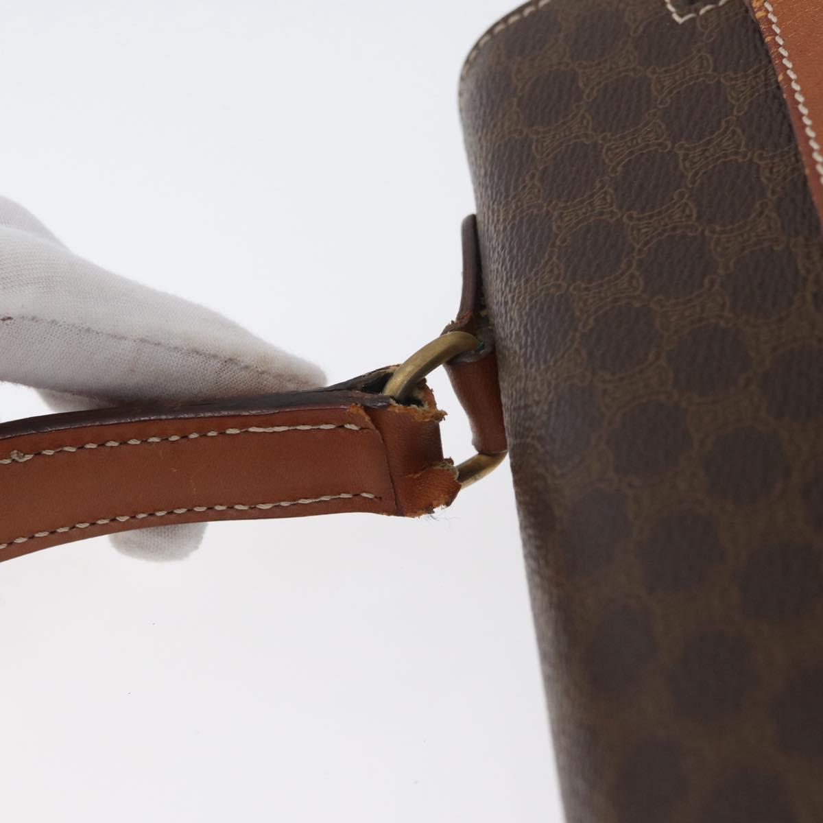 CELINE Macadam Canvas Hand Bag PVC Leather Brown Gold Auth ka3321
