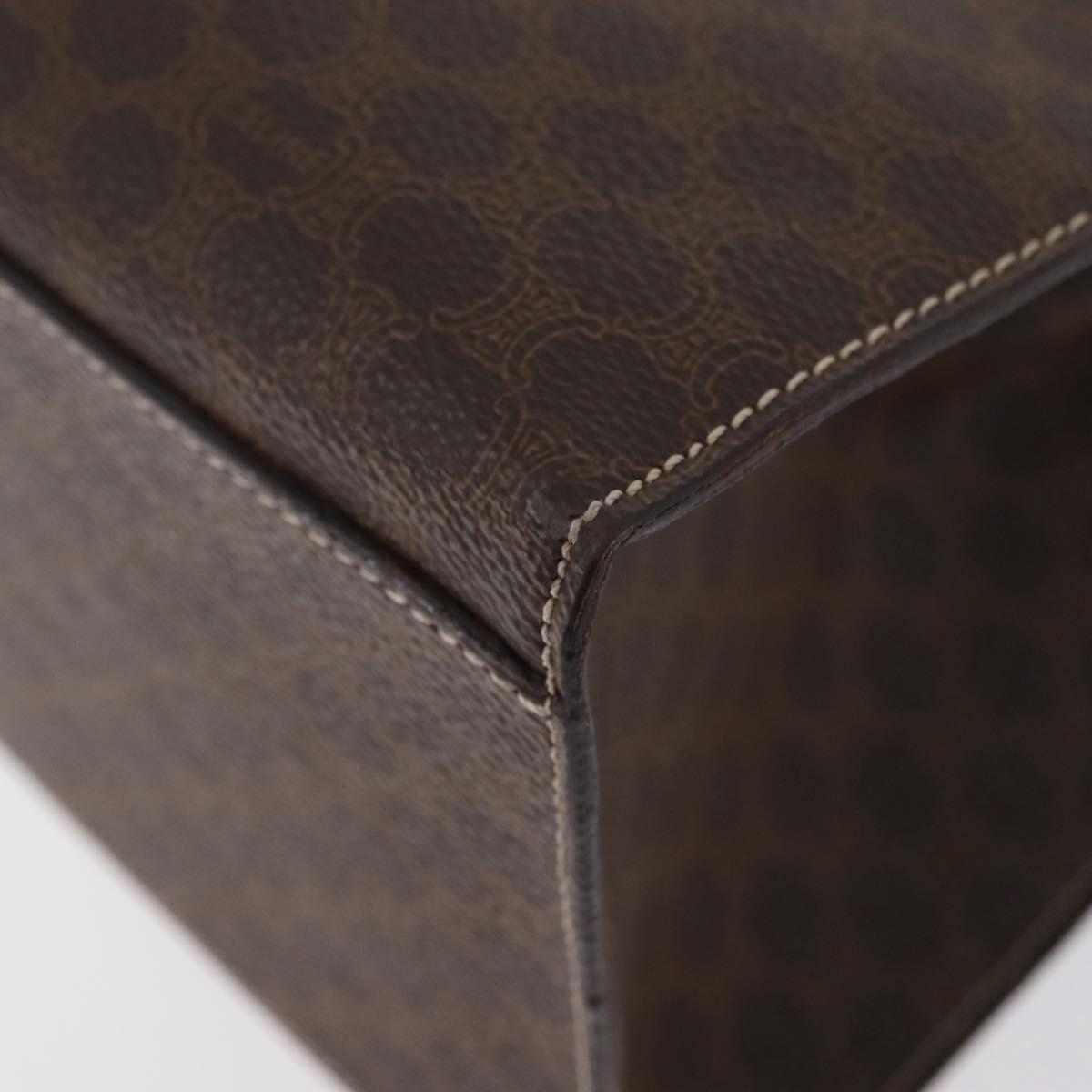 CELINE Macadam Canvas Hand Bag PVC Leather Brown Gold Auth ka3321