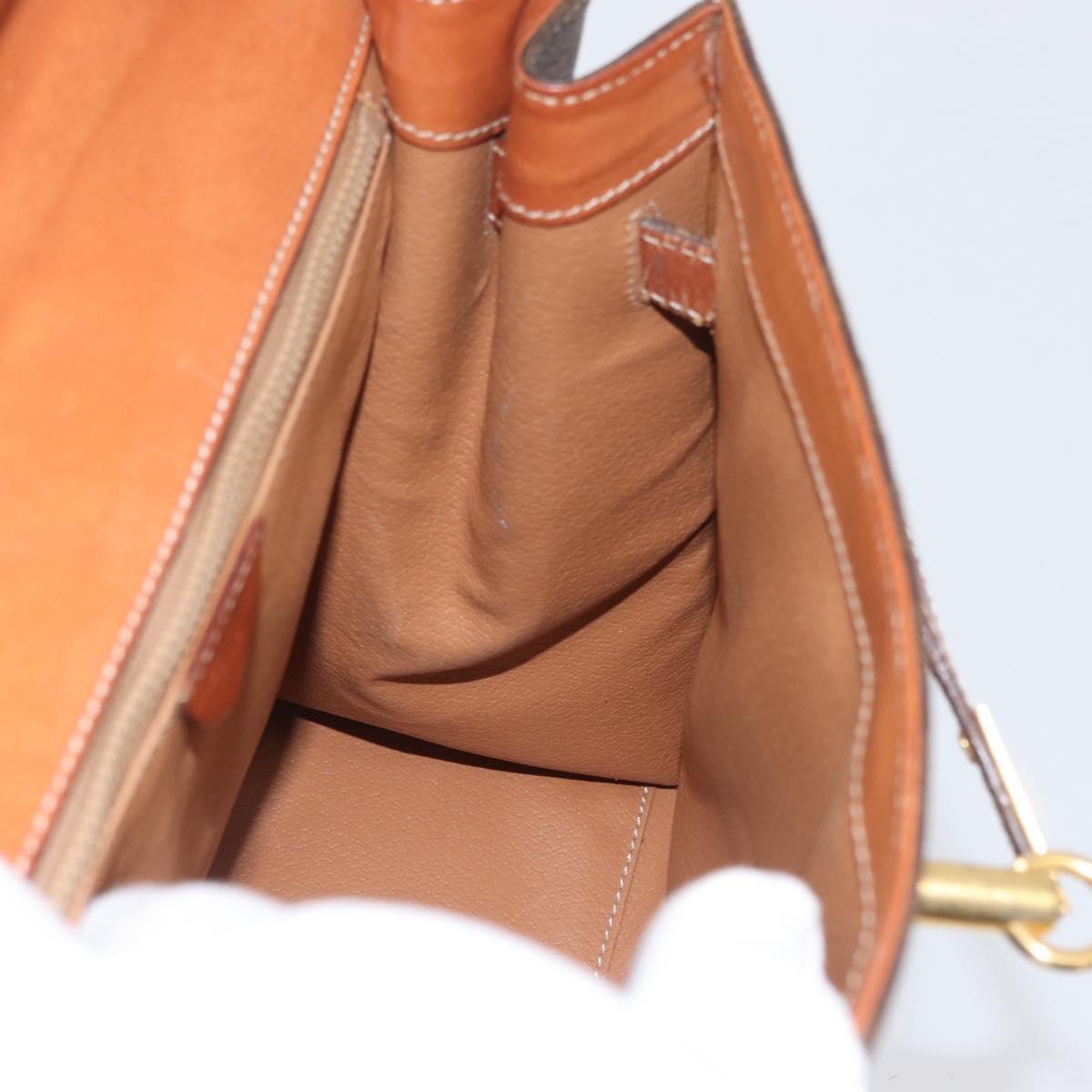 CELINE Macadam Canvas Hand Bag PVC Leather Brown Gold Auth ka3321