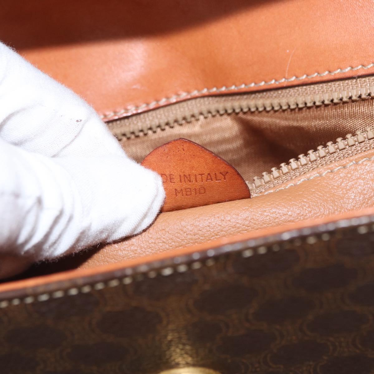 CELINE Macadam Canvas Hand Bag PVC Leather Brown Gold Auth ka3321