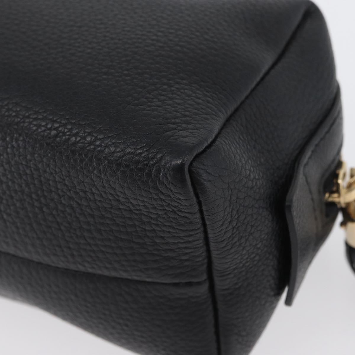 GUCCI Pouch Leather Black Gold 308636 Auth ka3331A