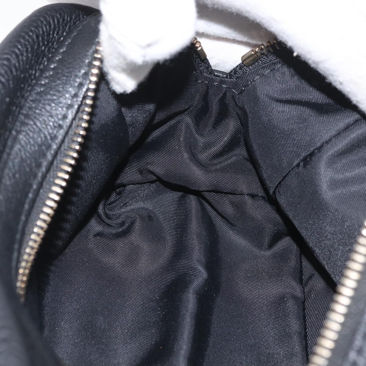 GUCCI Pouch Leather Black Gold 308636 Auth ka3331A