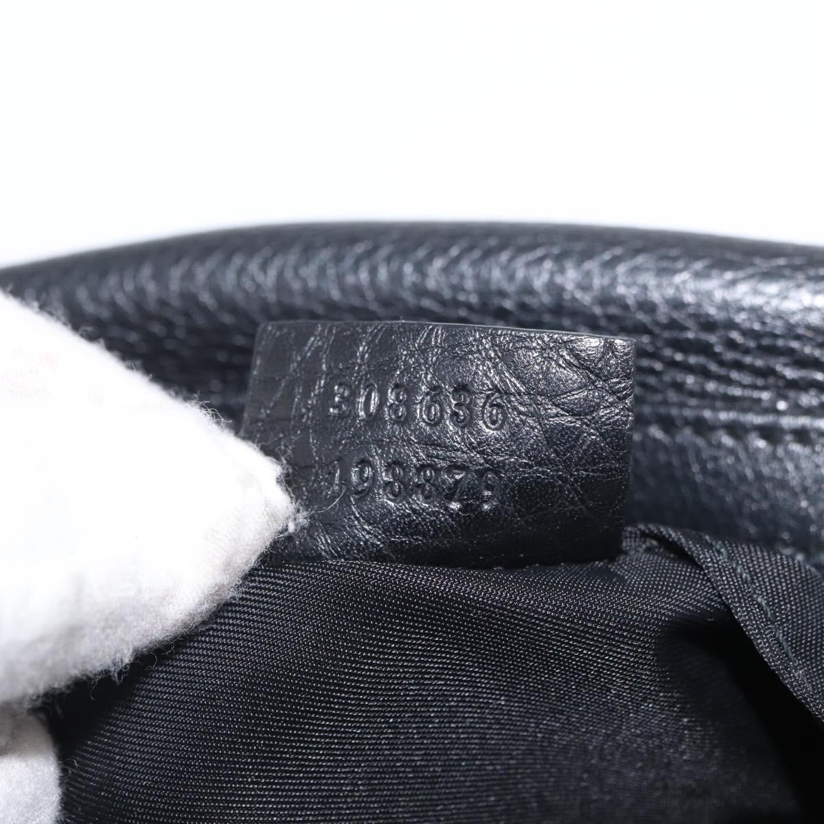 GUCCI Pouch Leather Black Gold 308636 Auth ka3331A