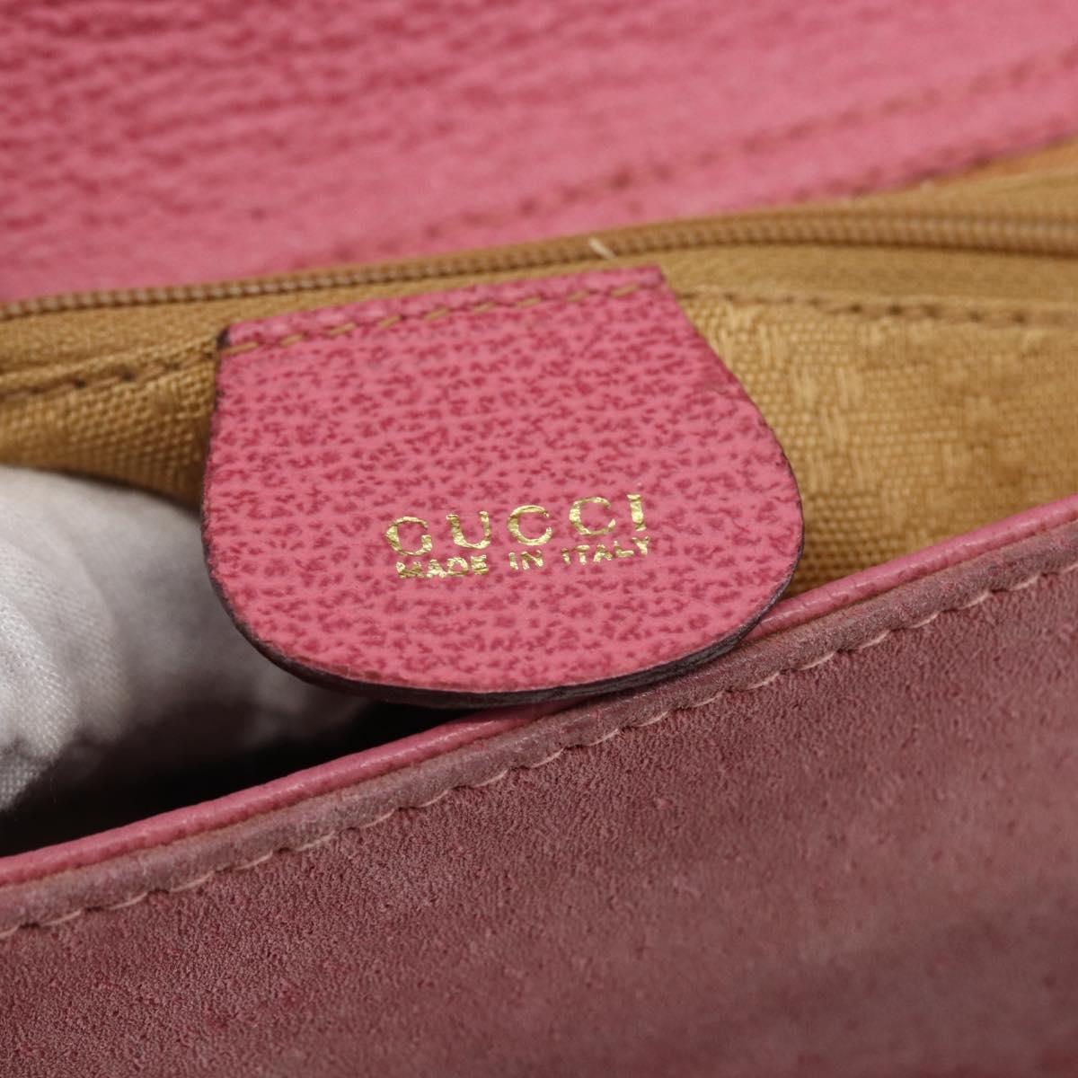 GUCCI Bamboo Hand Bag Suede Pink Gold 000 123 0316 Auth ka334