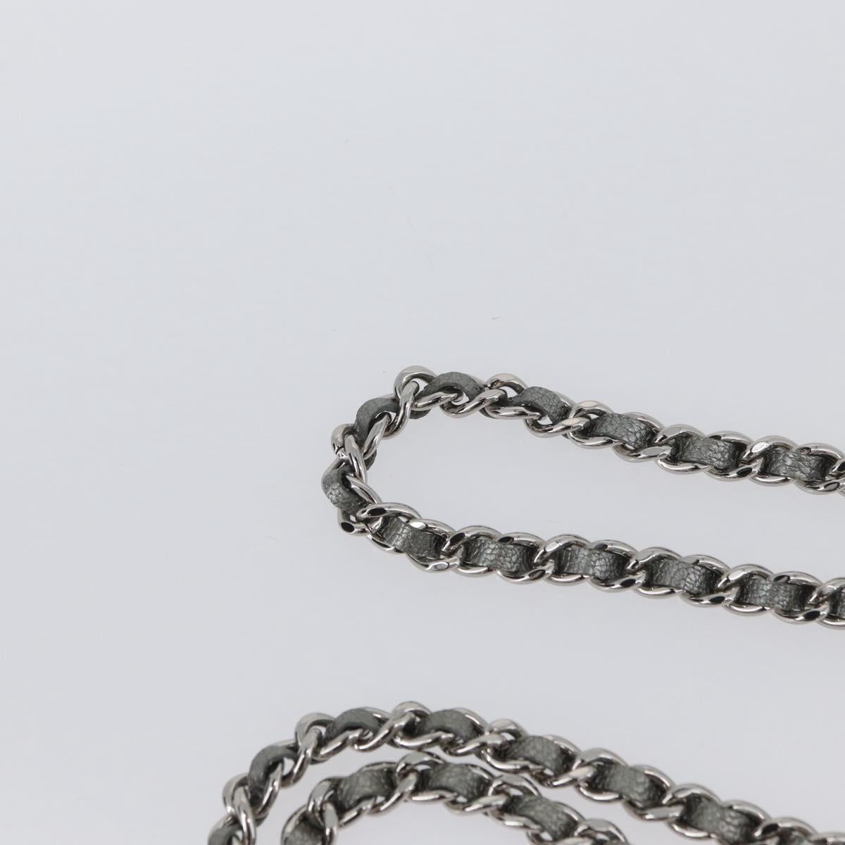CHANEL Chain Wallet Shoulder Bag Leather Silver CC Auth ka3340SAV