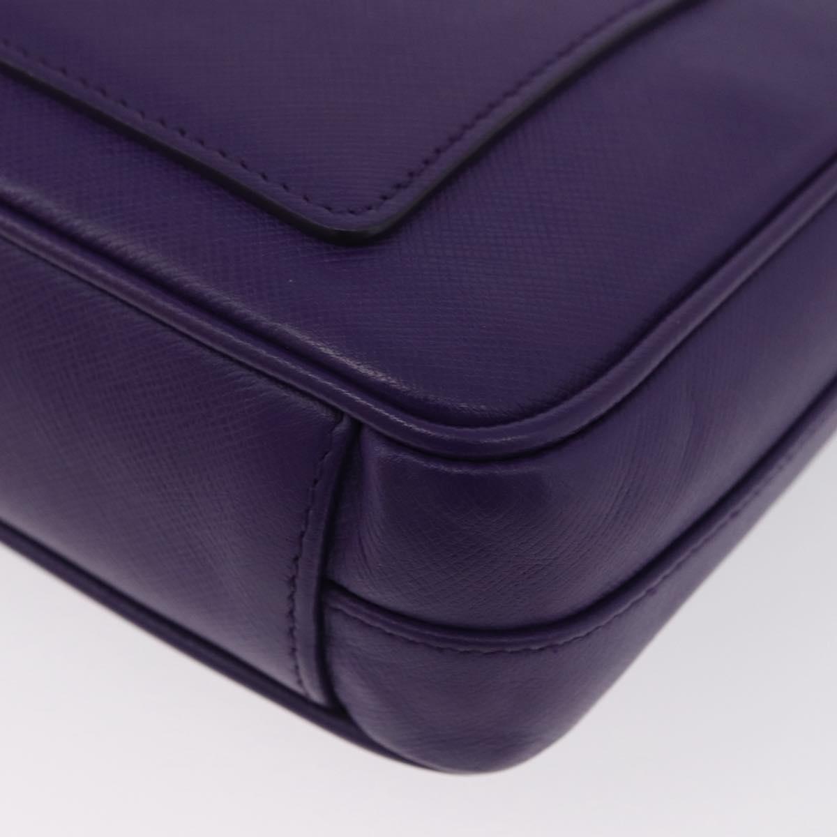 PRADA Chain Shoulder Bag Safiano leather Purple Silver Auth ka3343A