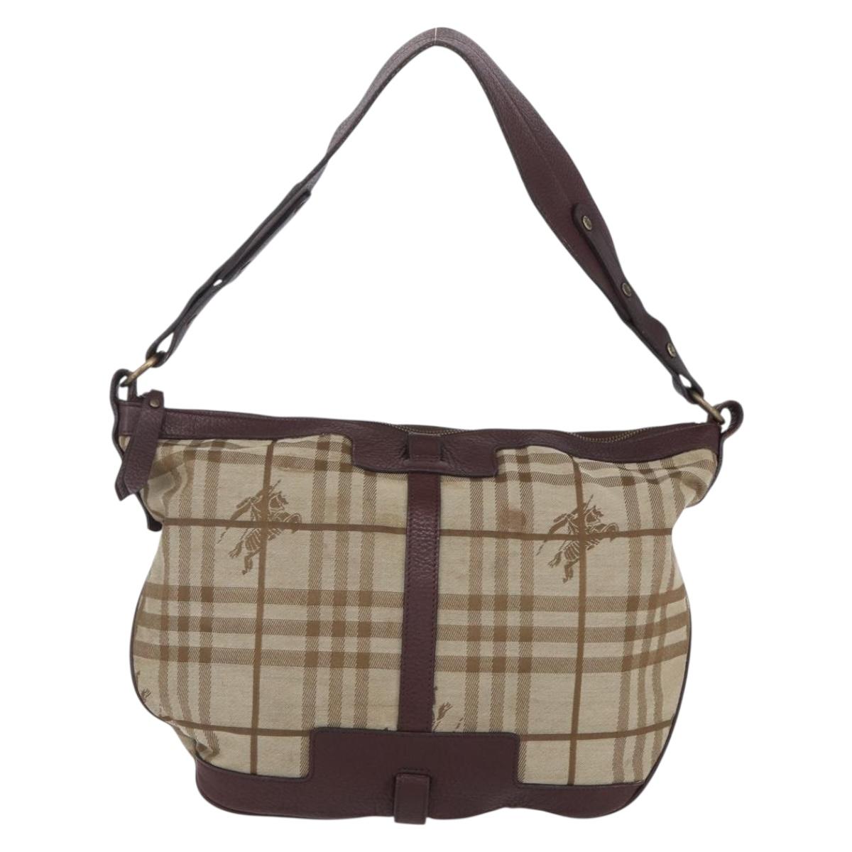 BURBERRY Nova Check Shoulder Bag Canvas 2 Set Beige Auth ka335