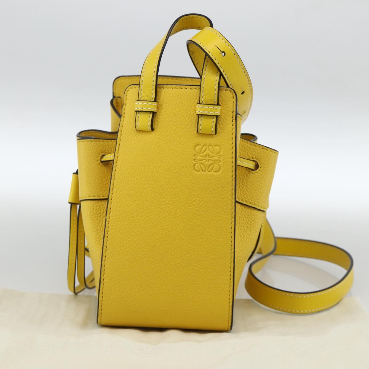 LOEWE Hammock Hand Bag Leather 2way Yellow Auth ka3350SAM