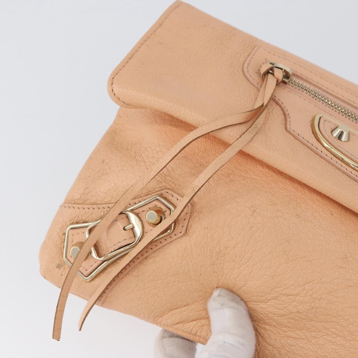 BALENCIAGA Metallic Edge Classic Envelope Bag Leather Pale Orange Auth ka3352