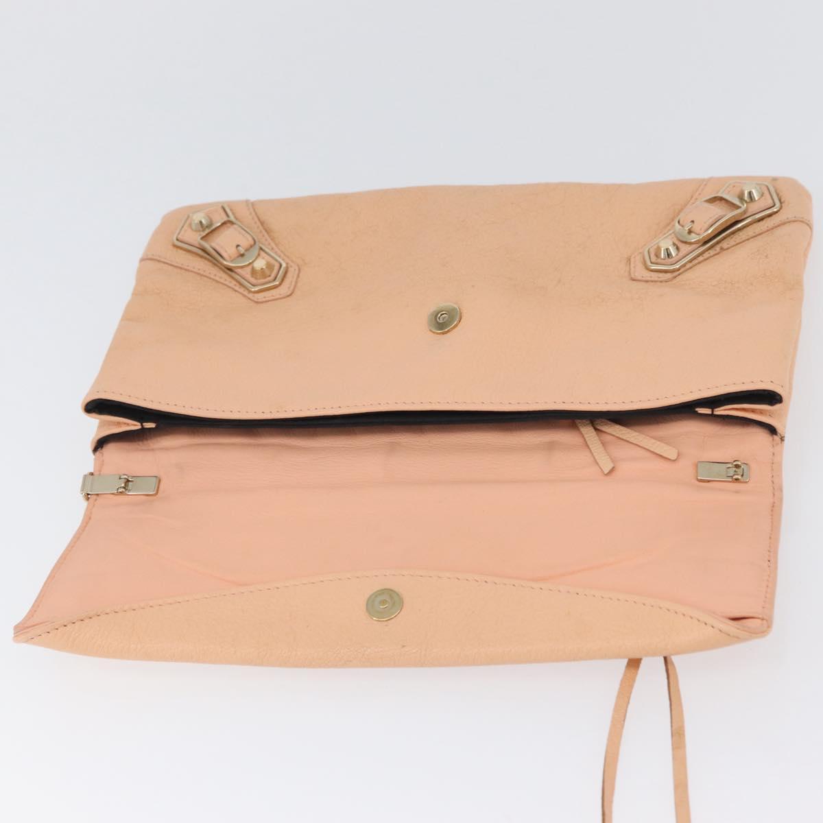 BALENCIAGA Metallic Edge Classic Envelope Bag Leather Pale Orange Auth ka3352
