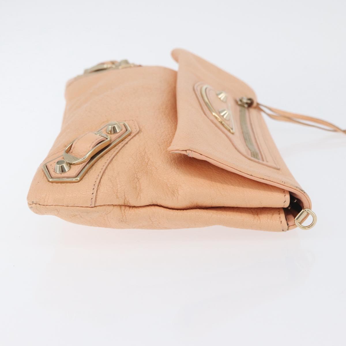 BALENCIAGA Metallic Edge Classic Envelope Bag Leather Pale Orange Auth ka3352